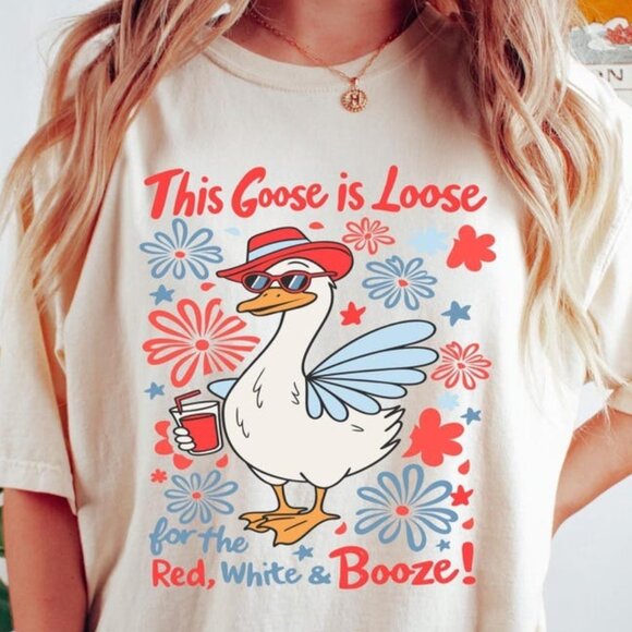 Tops - Silly Goose 4th of July Shirt, Red White Boozy, Cute 4th of July Shirt